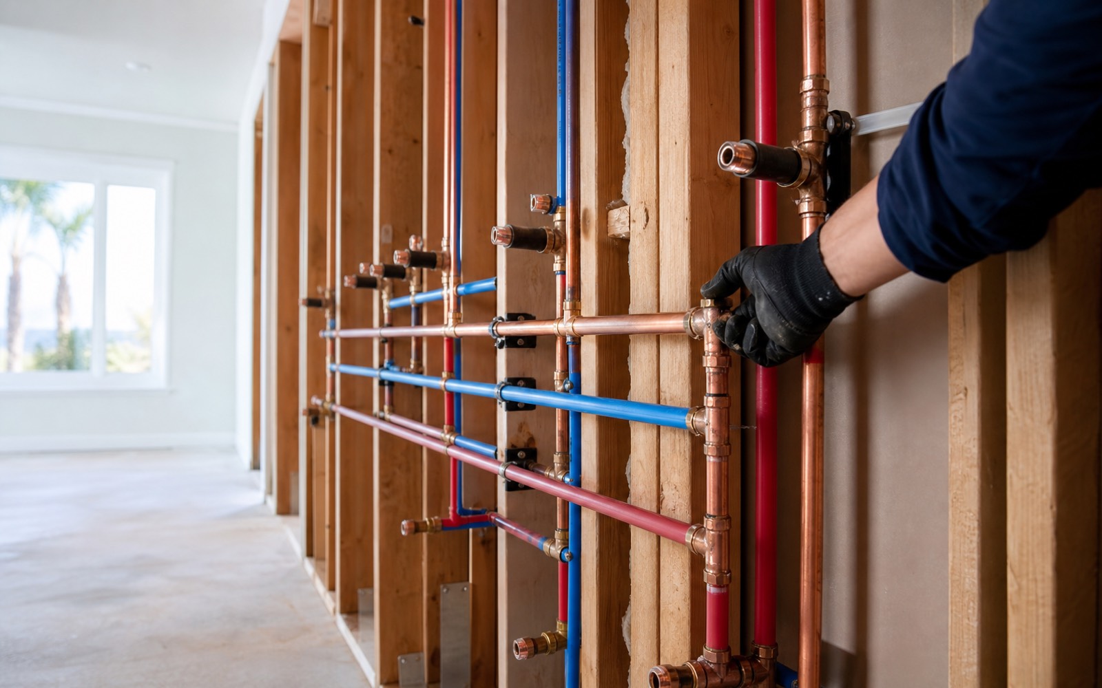New copper and PEX lines installed during a residential repipe